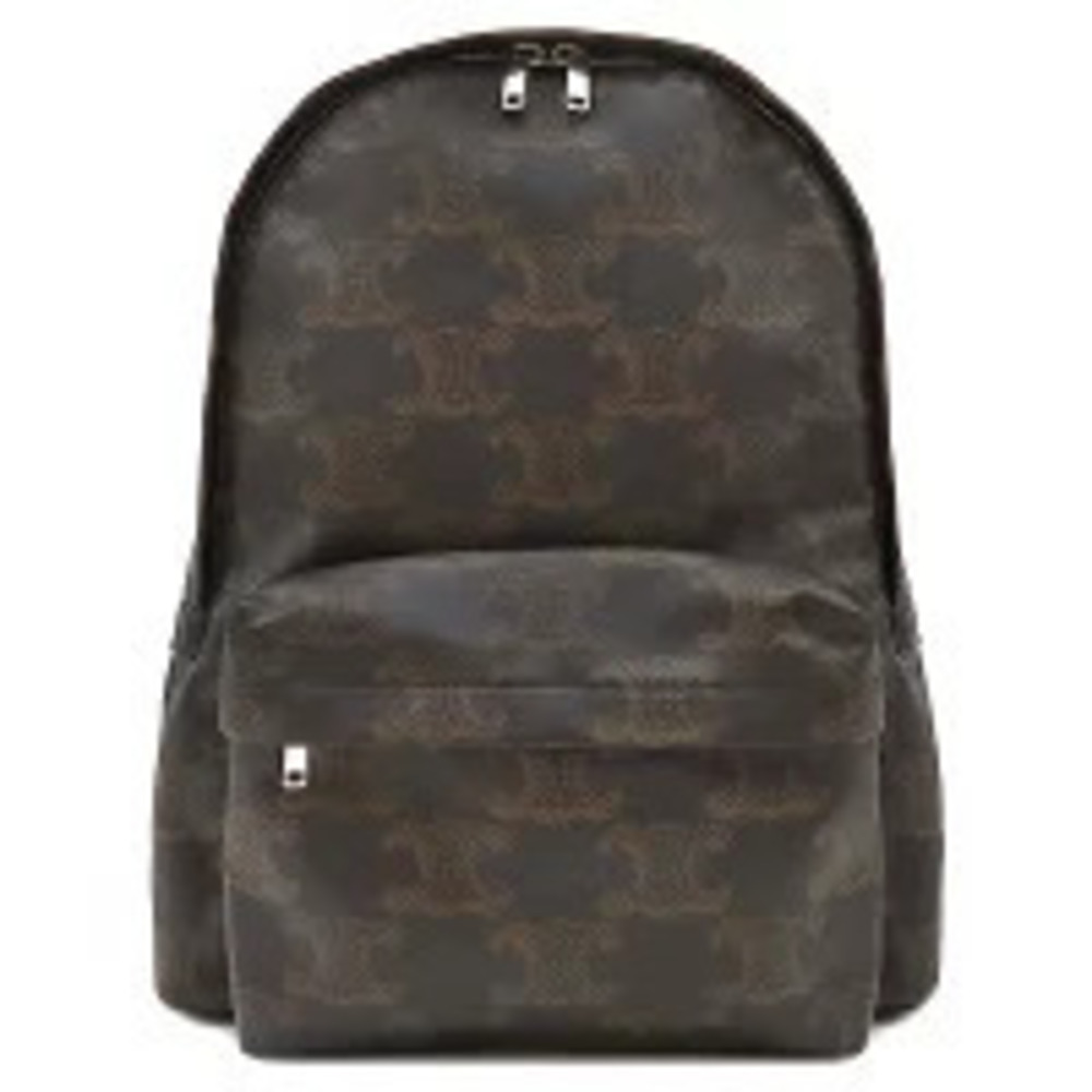 Celine Triomphe Backpack Leather Canvas Black Brown